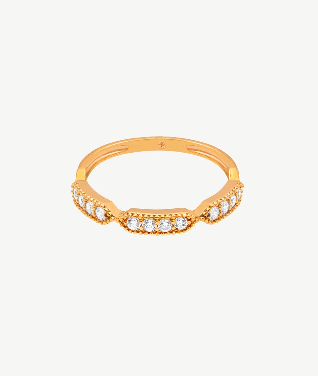 Bague fine zircons sertis Plaqué or - 2