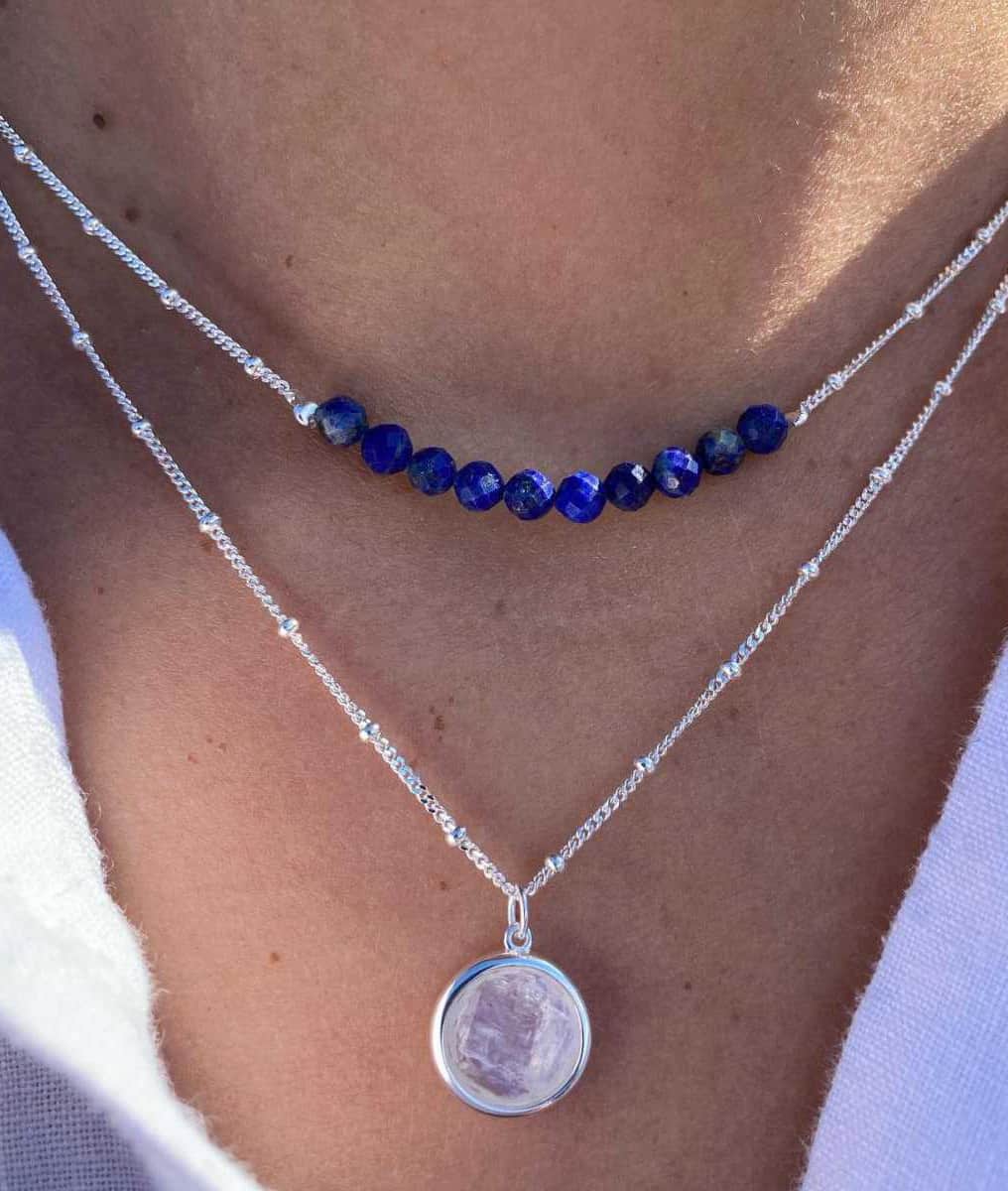 Collier chaîne et barrette de Lapis Lazuli Argent 925 - 2