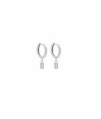 Boucles d'oreilles créoles zircons et rectangles zircons Argent 925 - 2