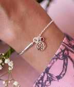 Demi jonc chaînette petite médaille martelée et petit coeur zircon Argent 925 - 1