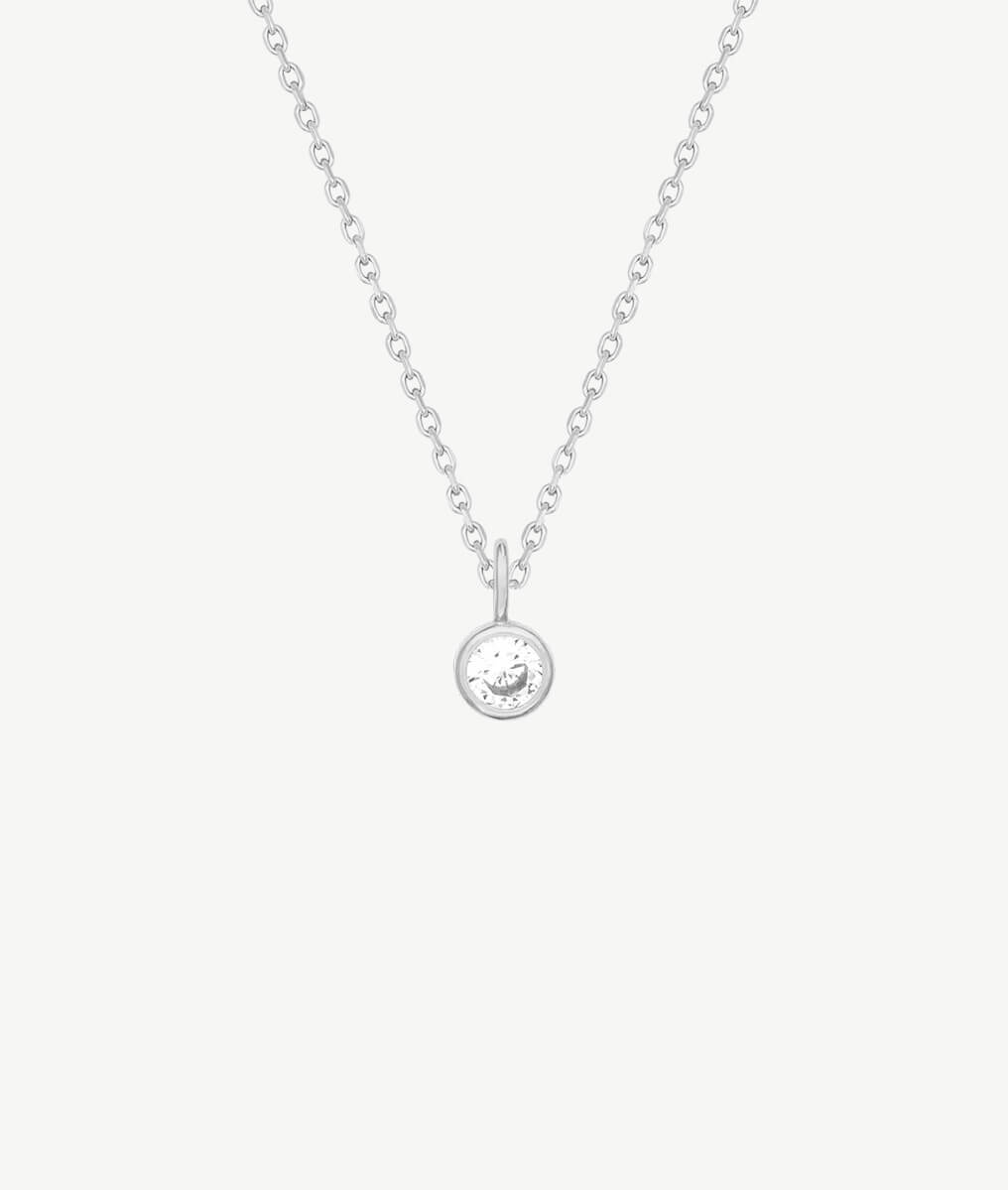 Collier chaîne et pendentif solitaire zircon Argent 925 - 2
