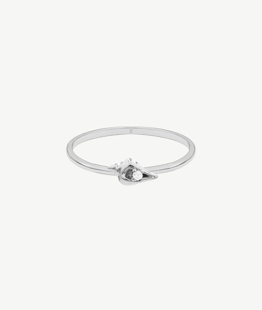 Bague fine coquillage zircon Argent 925 - 2