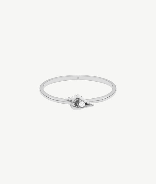 Bague fine coquillage zircon Argent 925 - 2