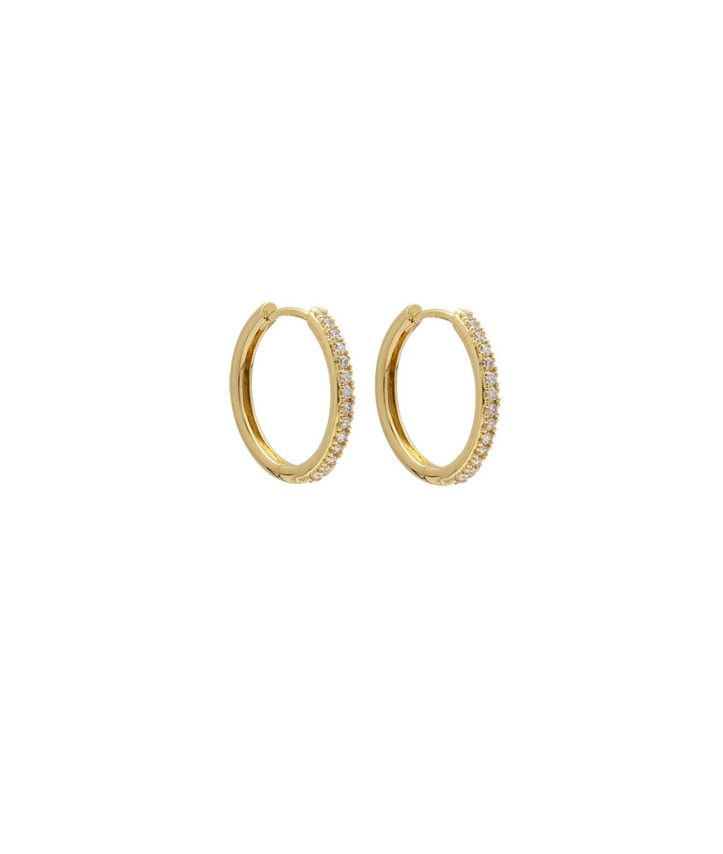 Boucles d'oreilles grandes créoles zircons Plaqué or - 2