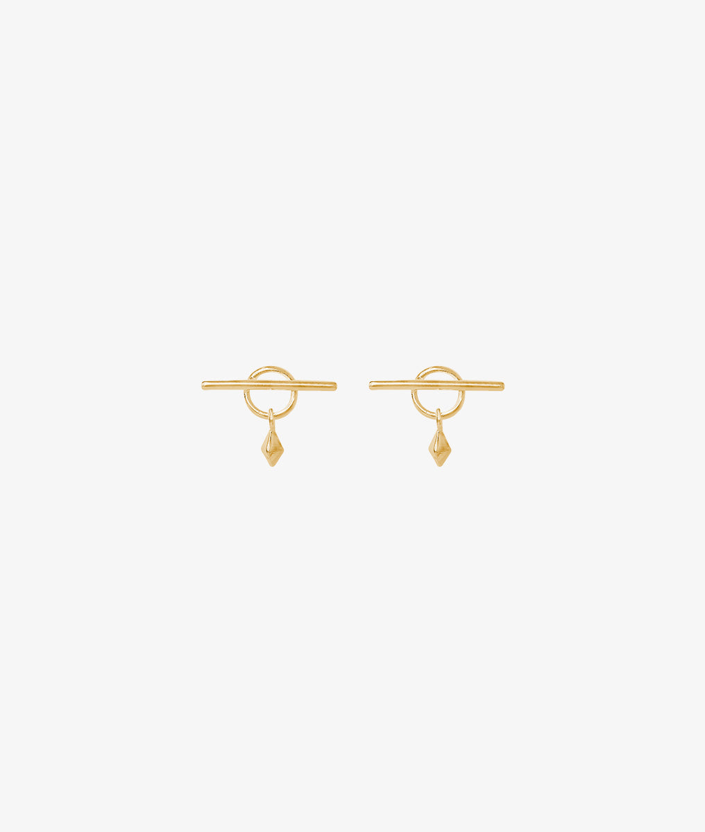 Boucles d'oreilles puces fermoir et pendentif Plaqué or - 2