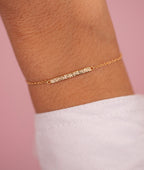 Bracelet chaîne et barrette texturée Plaqué or - 1