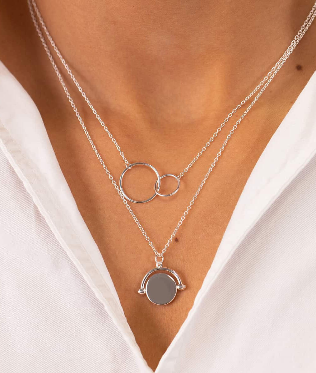 Collier deux anneaux fins Argent 925 - 2