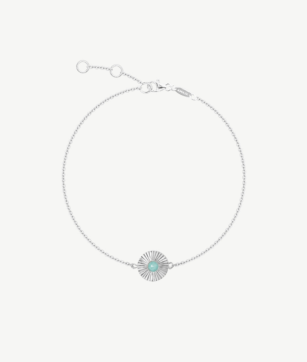 Bracelet chaîne et pastille striée Amazonite Argent 925 - 2
