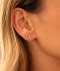 Boucles d'oreilles puces rectangle et chaîne Argent 925 - 1