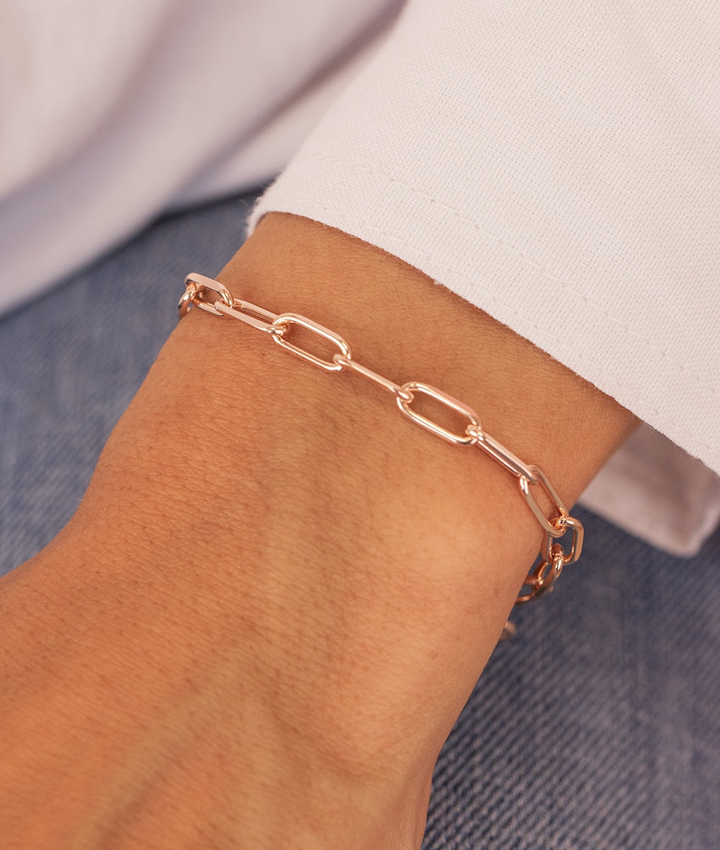 Bracelet chaîne grands maillons épais Plaqué or rose - 1