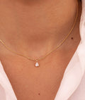 Collier chaîne et pendentif goutte zircon Plaqué or - 1