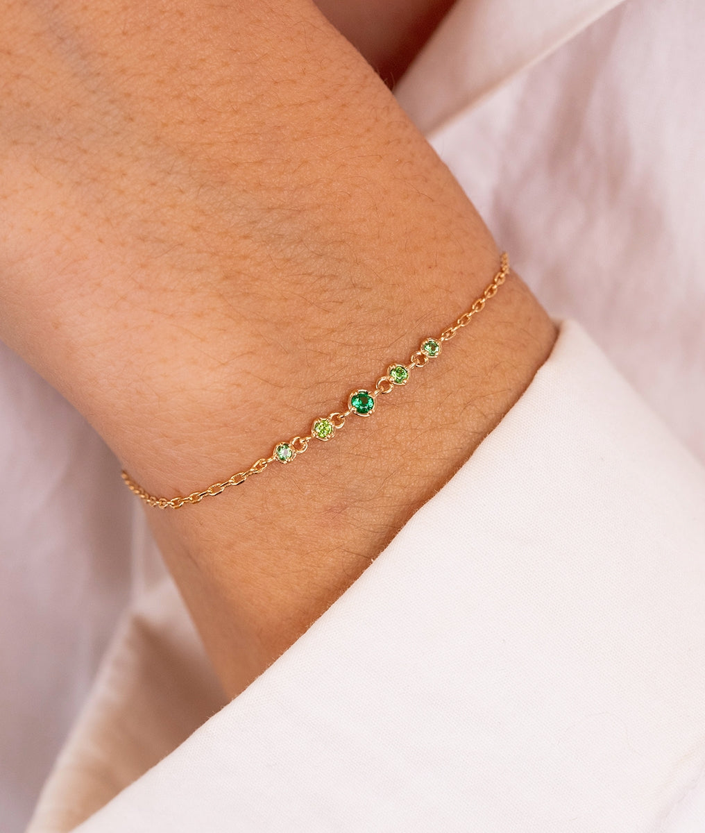 Bracelet chaîne barrette de zircons dégradés Plaqué or - 1