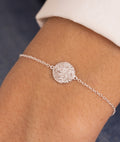 Bracelet chaînette et pastille texturée Argent 925 - 1