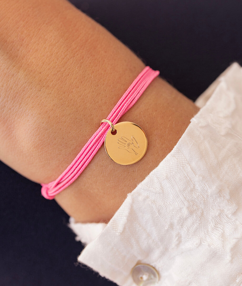 Bracelet double cordon et médaille plate Plaqué or - 1