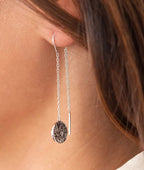 Boucles d'oreilles tiges et pastilles texturées sur chaîne Argent 925 - 1
