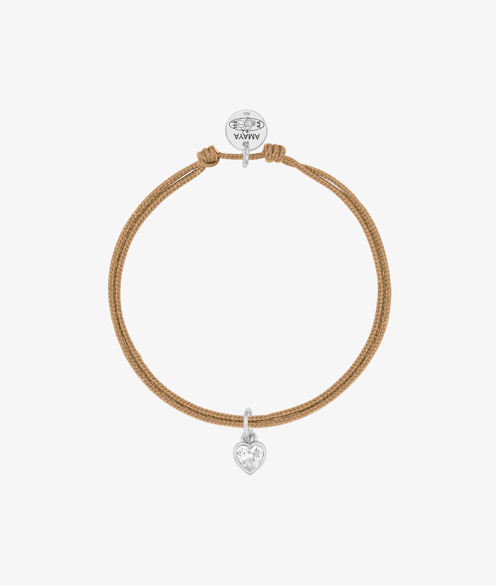 Bracelet cordon et petit coeur zircon Argent 925 - 2