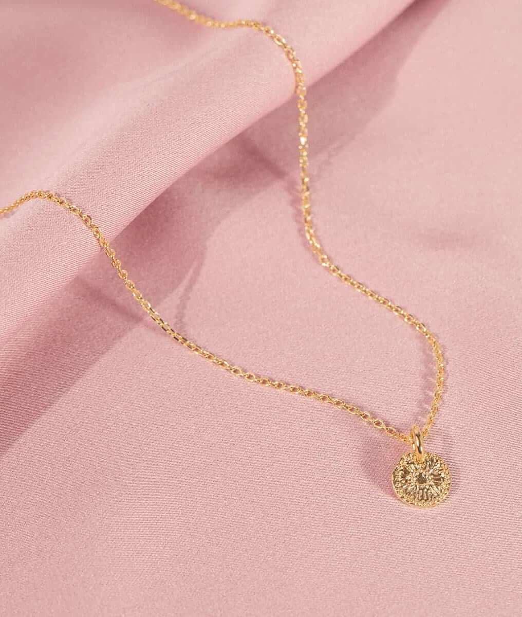 Collier chaîne et petite médaille fleur Plaqué or - 2