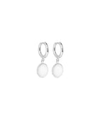Boucles d'oreilles créoles et Pierre de Lune Argent 925 - 2