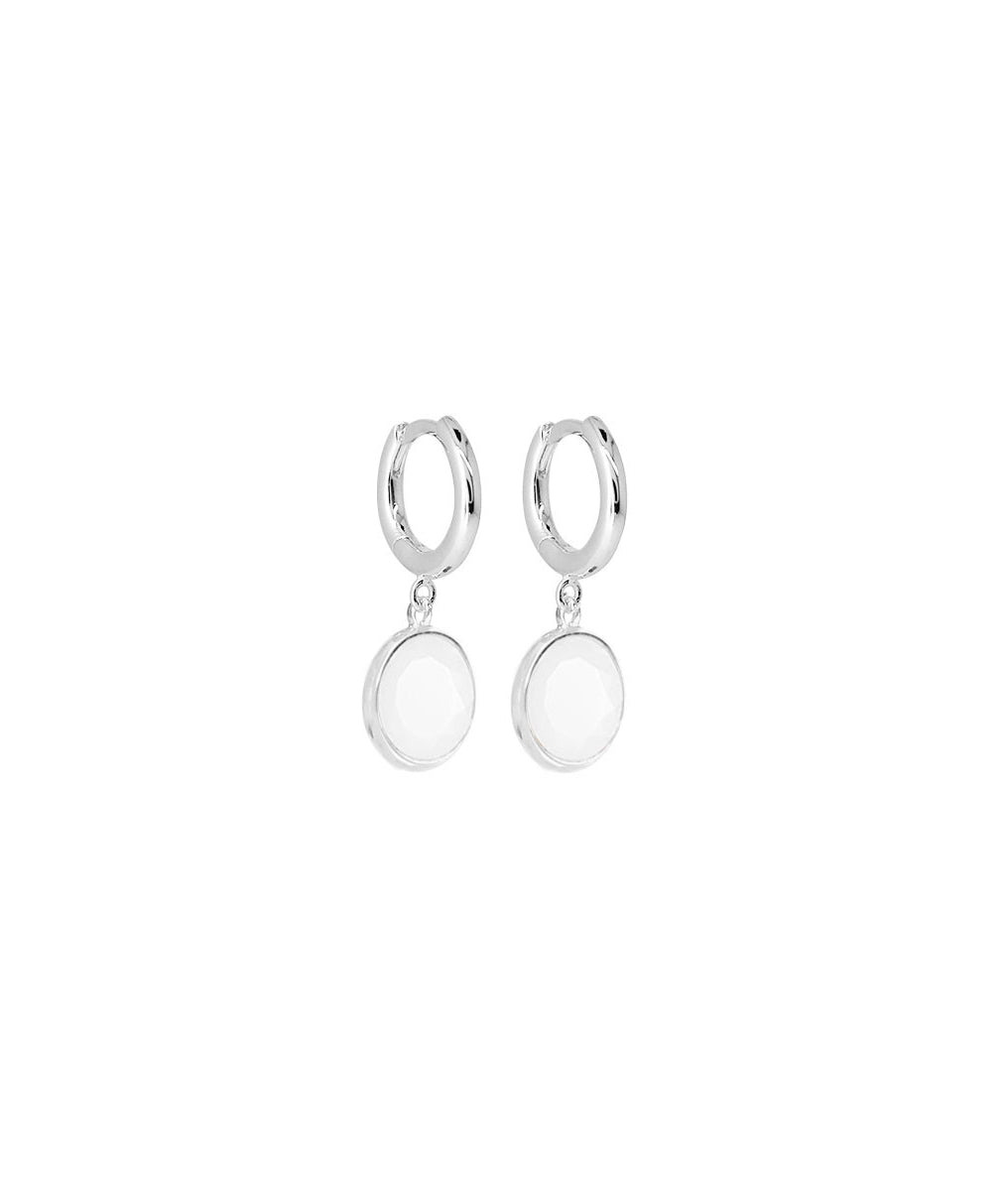 Boucles d'oreilles créoles et Pierre de Lune Argent 925 - 2