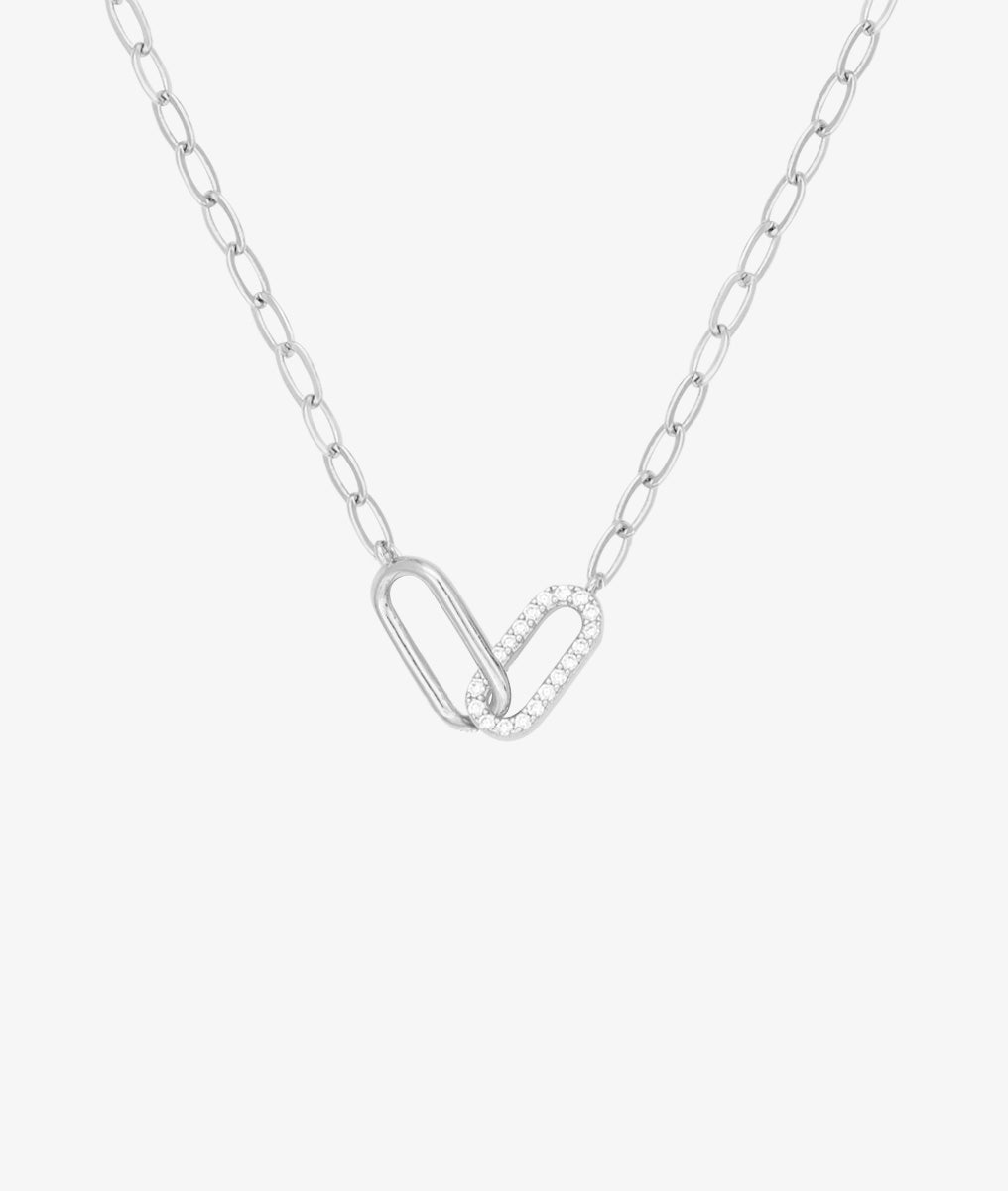 Collier chaîne grands maillons et rectangles entrelacés Argent 925 - 2