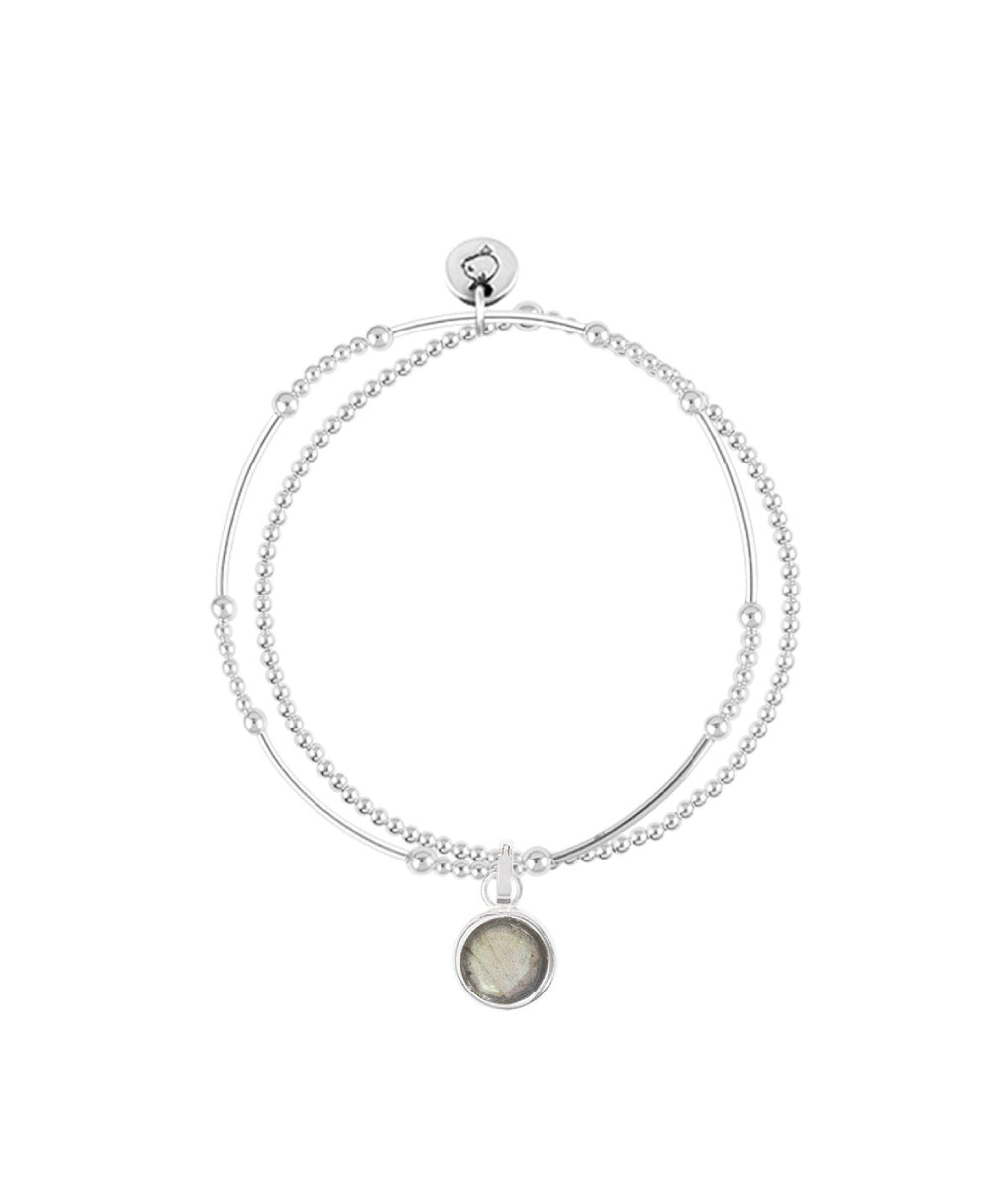 Bracelet perles deux rangs et pampille Argent 925 - 1