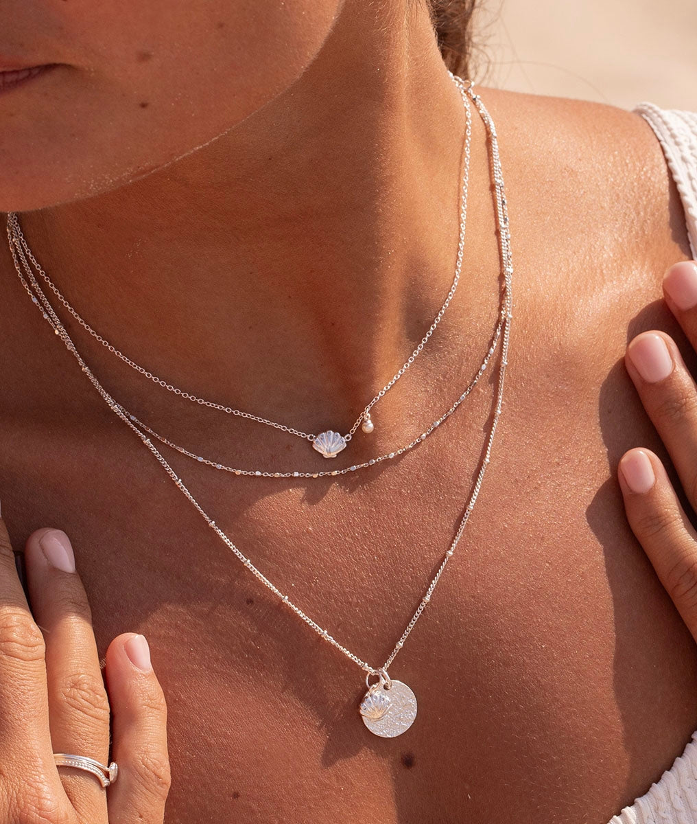 Collier chaîne coquillage zircons et perle nacrée Argent 925 - 2