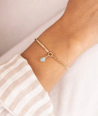 Demi jonc chaînette et pendentif goutte Amazonite Plaqué or - 1
