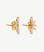 Boucles d'oreilles puces cinq pétales de zircons Plaqué or - 2