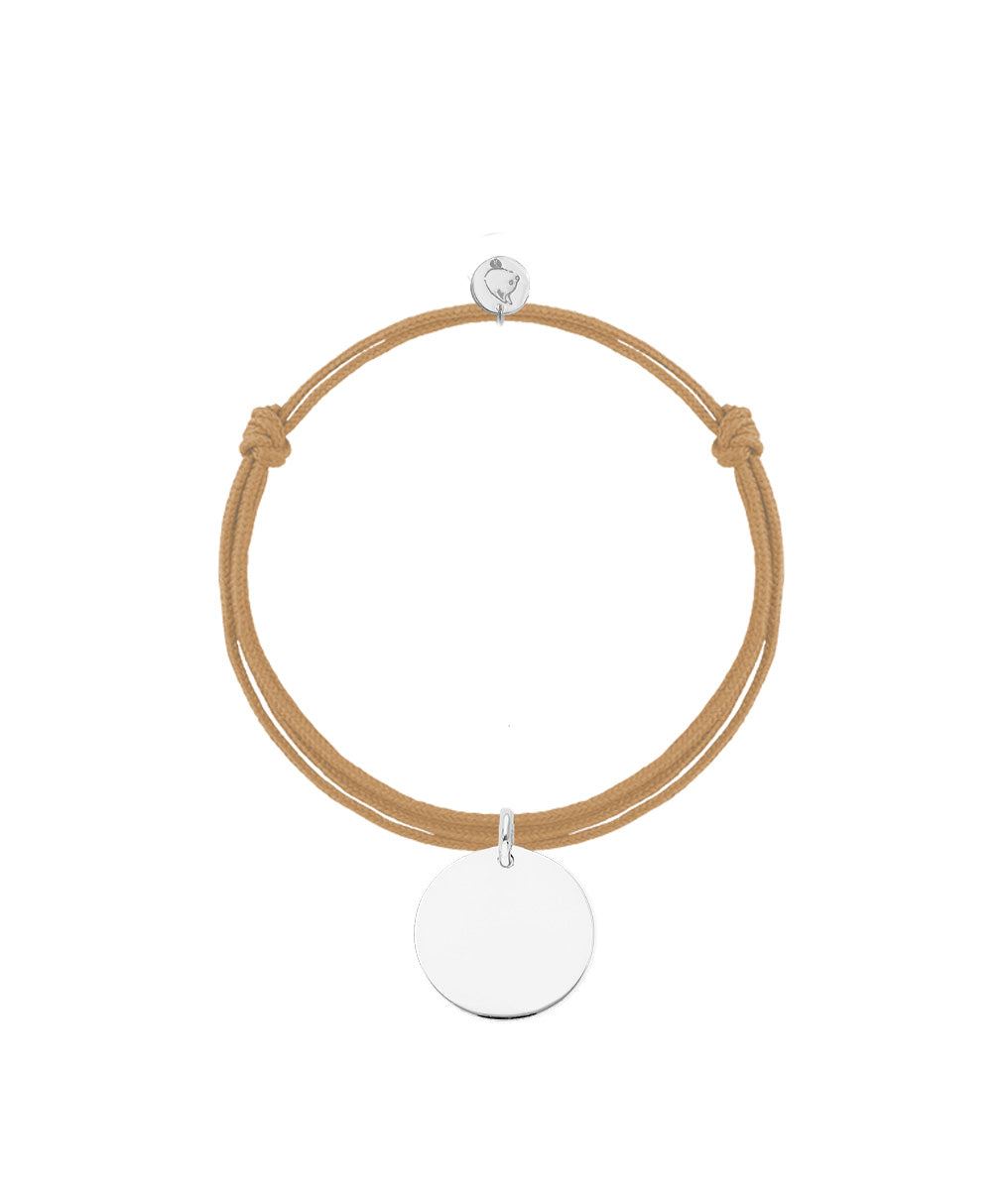Bracelet double cordon et médaille plate Argent 925 - 2