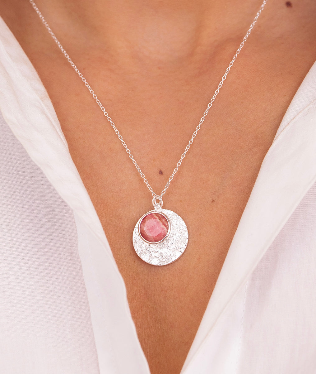 Collier chaîne Maya et Rhodonite Argent 925 - 1