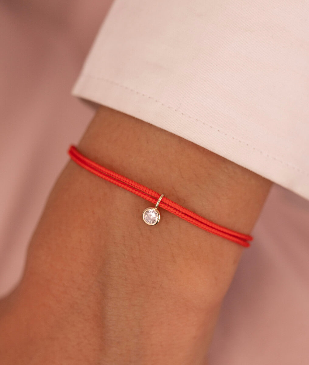 Bracelet cordon et pendentif solitaire zircon Plaqué or - 1