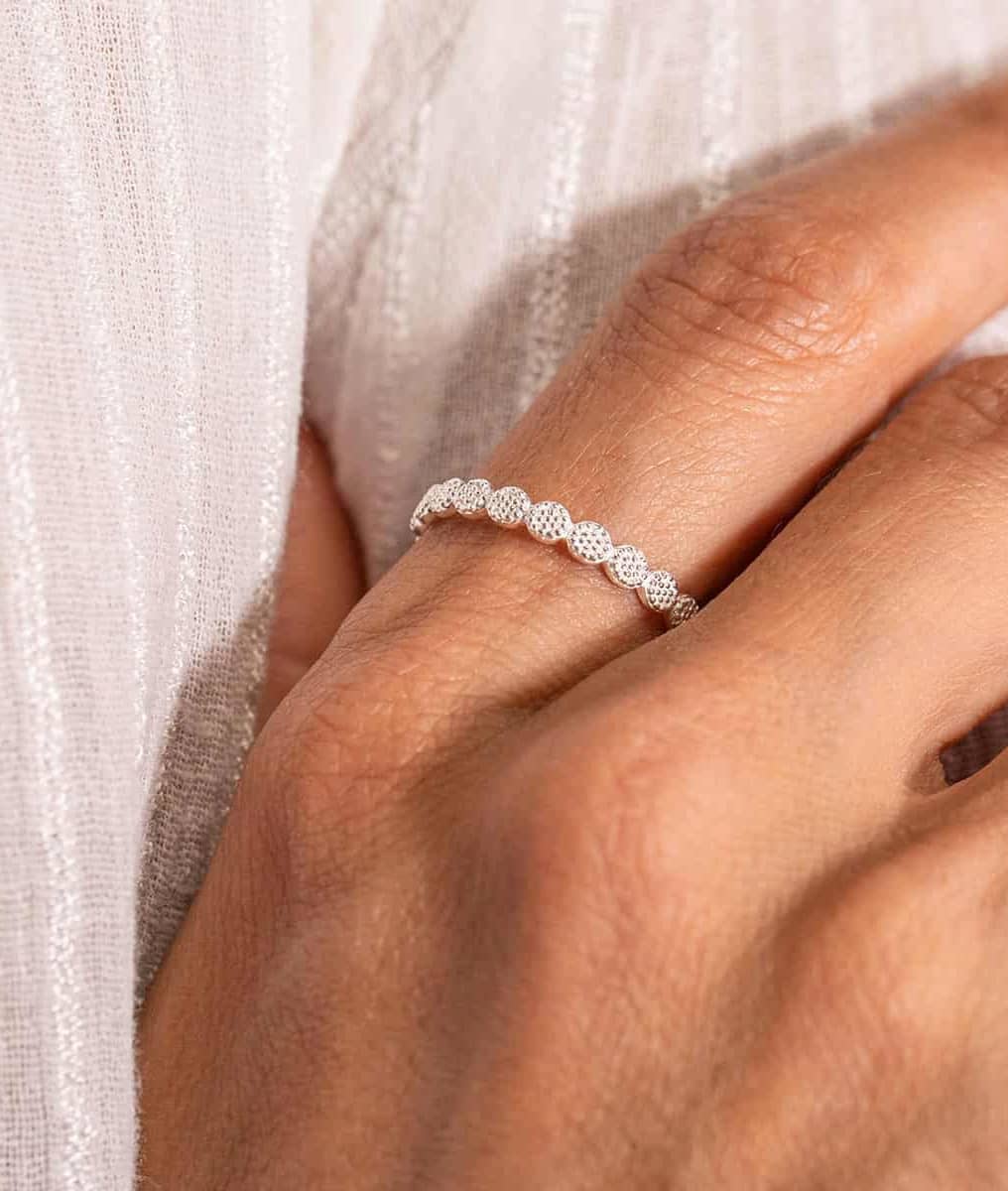 Bague fine feston texturée Argent 925 - 1