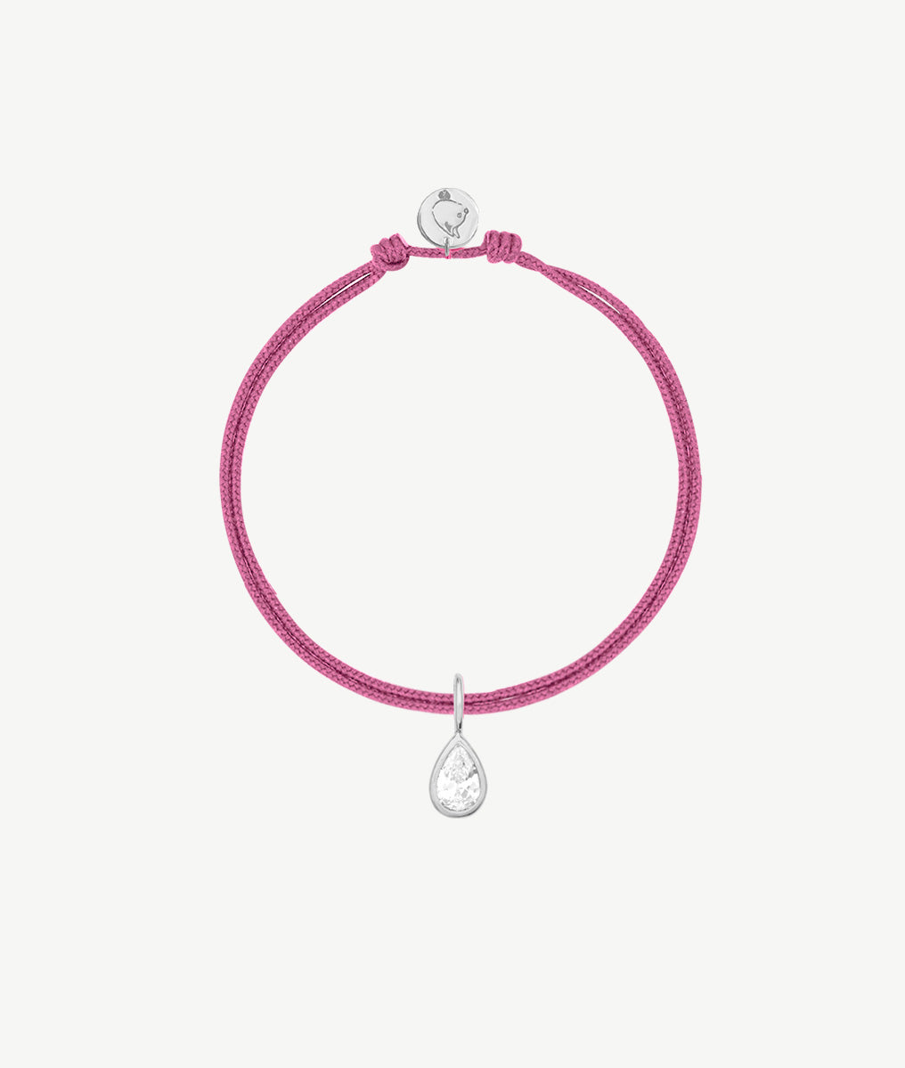 Bracelet cordon et pendentif goutte zircon Argent 925 - 2