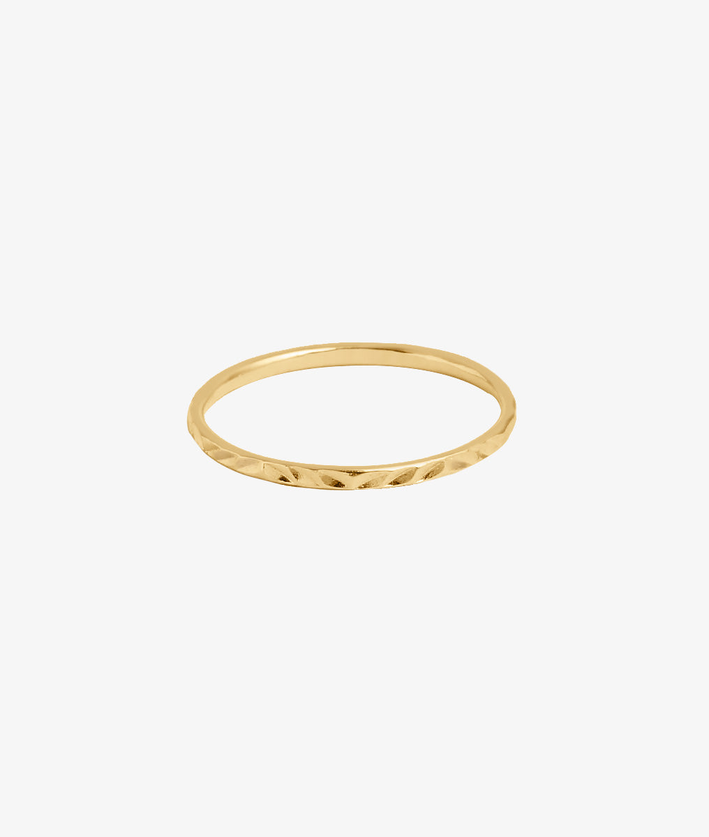 Bague fine alliance ciselée Plaqué or - 2