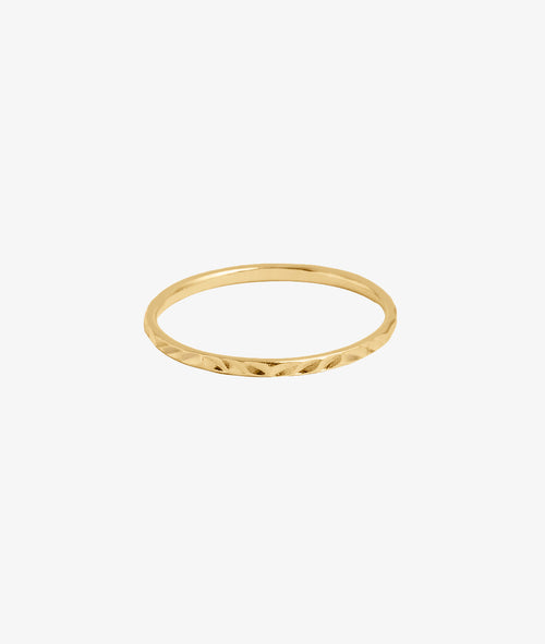 Bague fine alliance ciselée Plaqué or - 2