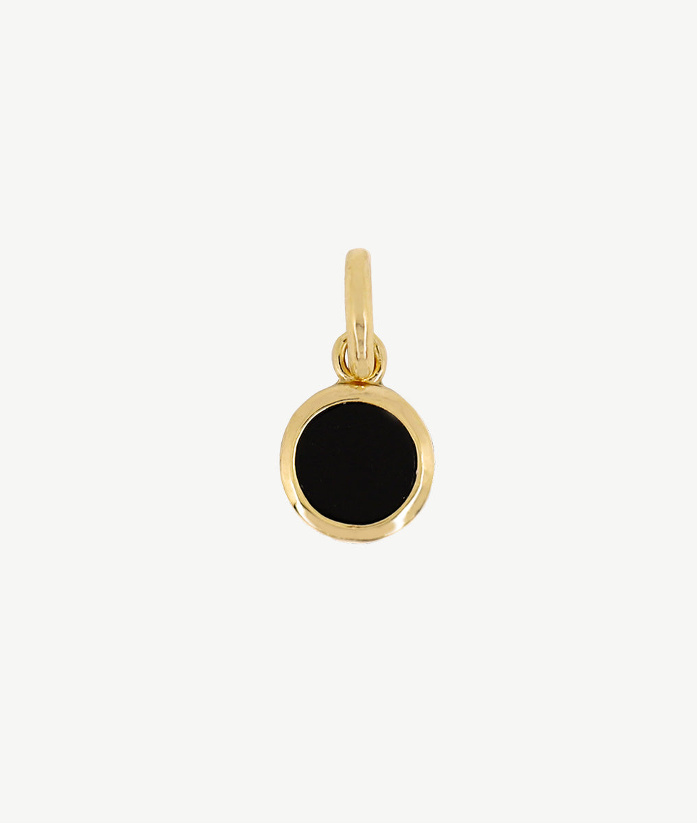 Médaille sertie Agate noire Plaqué or - 1