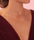 Collier chaîne de dos trois zircons pendants Argent 925 - 2