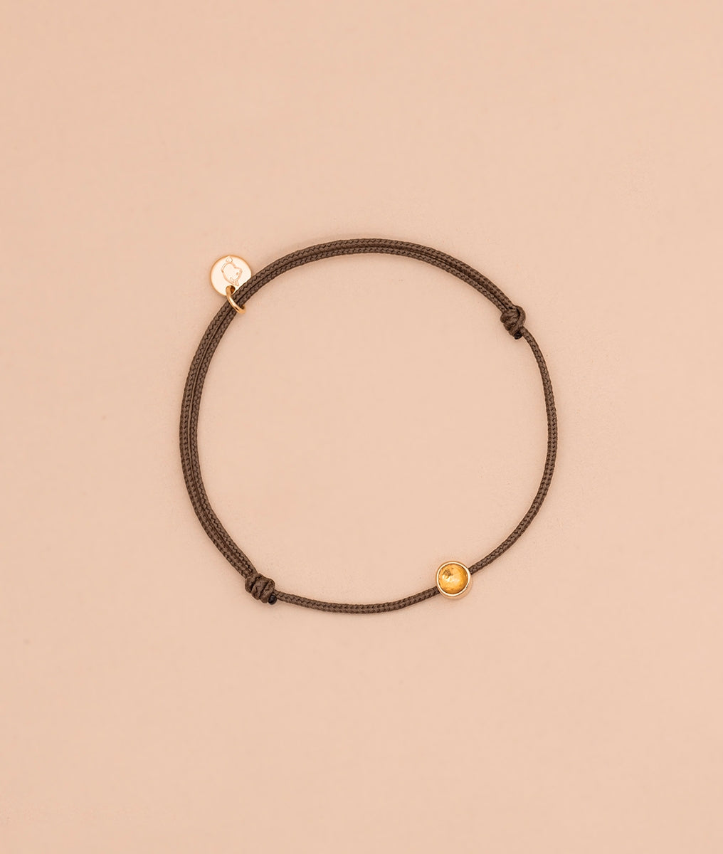 Bracelet cordon pierre de naissance pour homme Plaqué or - 1