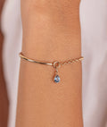 Demi jonc chaînette et pendentif goutte Topaze bleue Plaqué or - 1