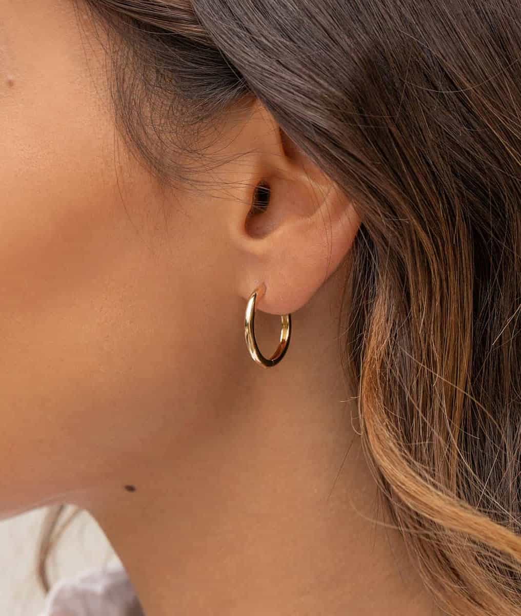Boucles d'oreilles grandes créoles lisses Plaqué or - 1