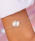Bracelet chaîne et pastille striée Pierre de Lune Argent 925 - 1