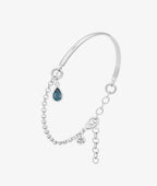 Demi jonc chaînette et pendentif goutte Topaze bleue Argent 925 - 2