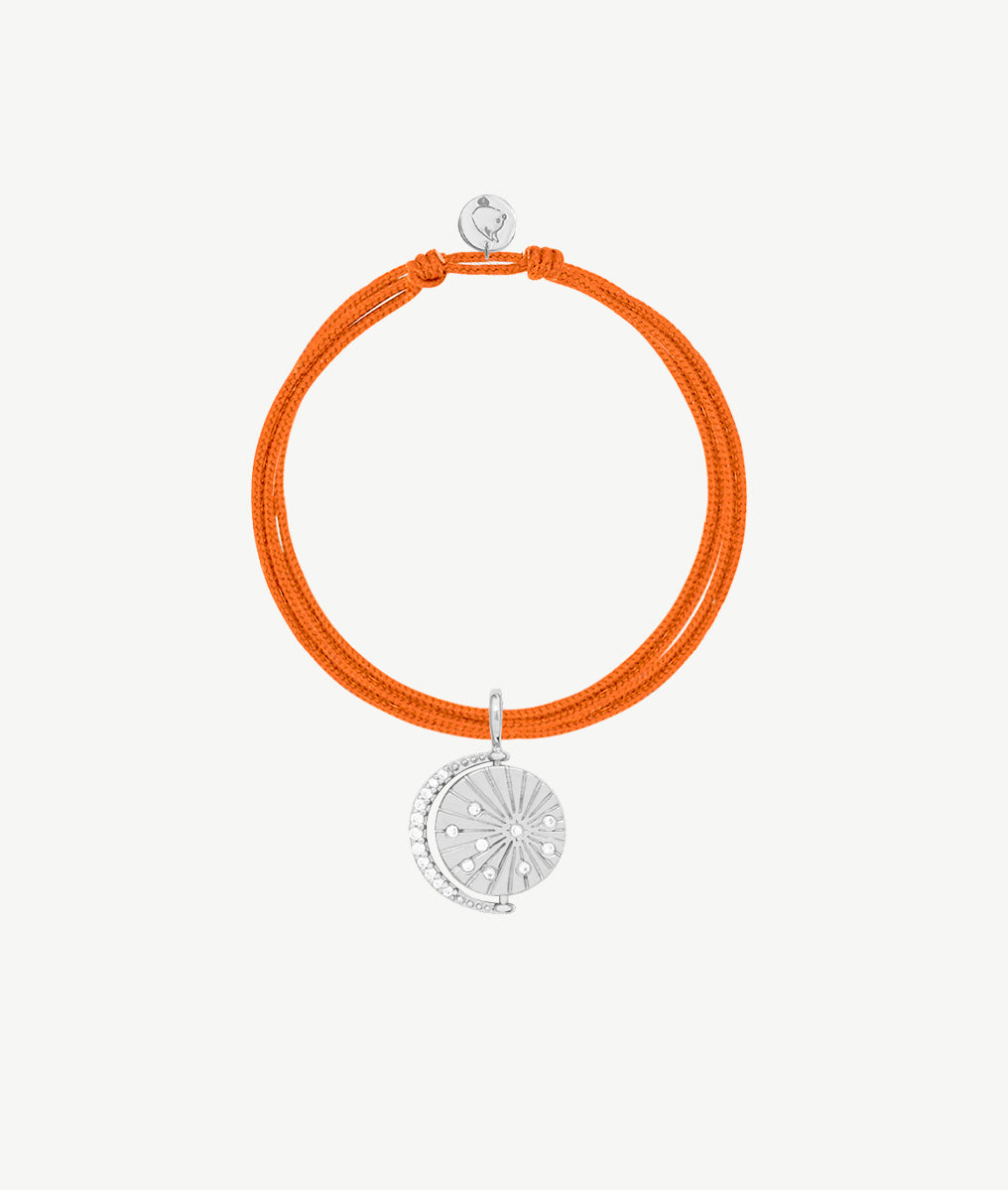 Bracelet double cordon et médaille Céleste astres et zircons Argent 925 - 2
