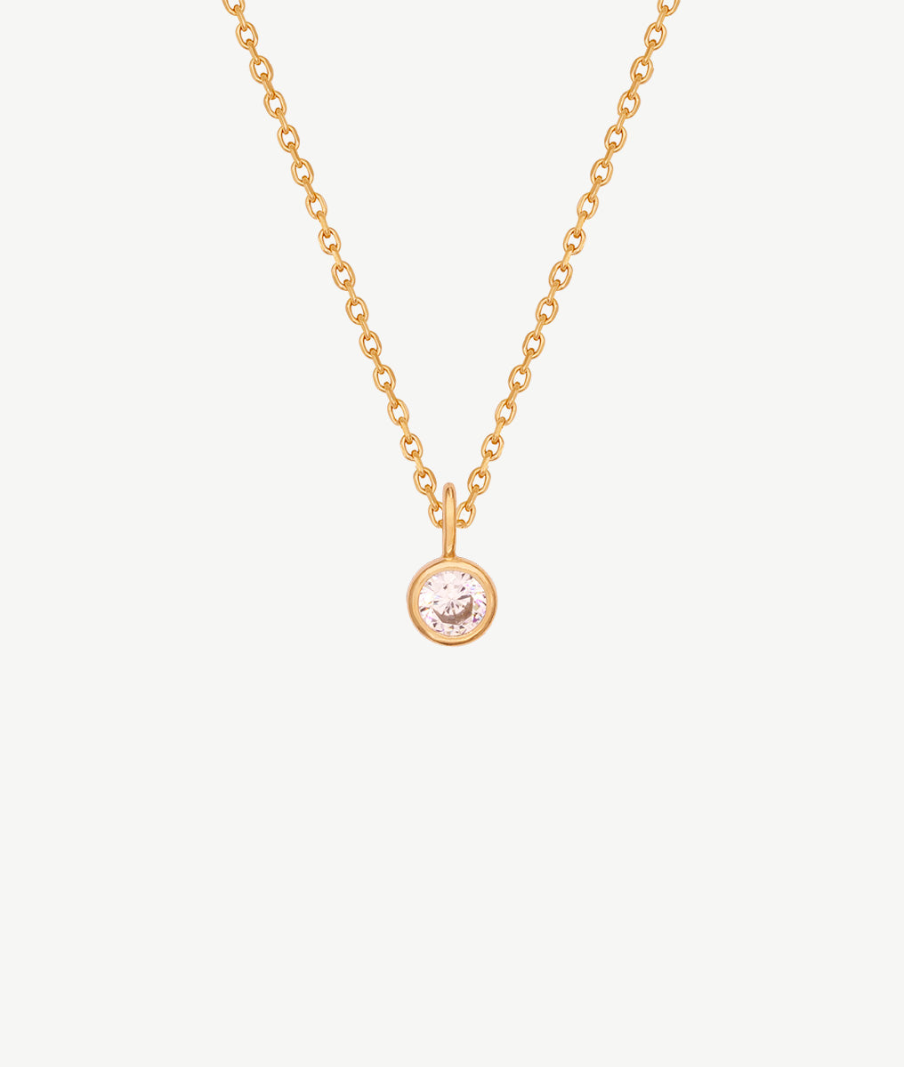 Collier chaîne et pendentif solitaire zircon Plaqué or - 2