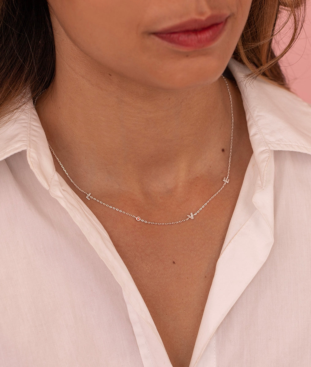 Collier chaîne Love zircon rouge Argent 925 - 1