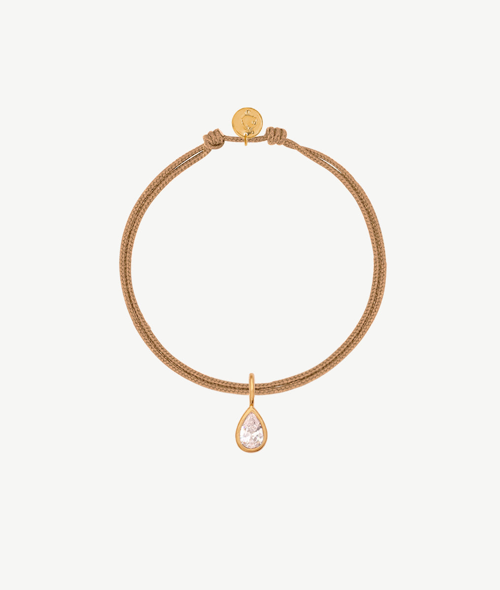 Bracelet cordon et pendentif goutte zircon Plaqué or - 2