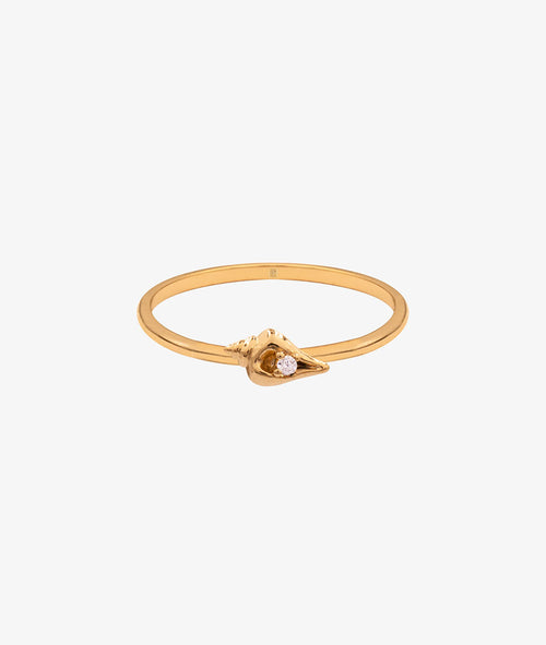 Bague fine coquillage zircon Plaqué or - 2