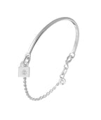 Demi jonc chaînette médaille cadenas goutte Argent 925 - 2