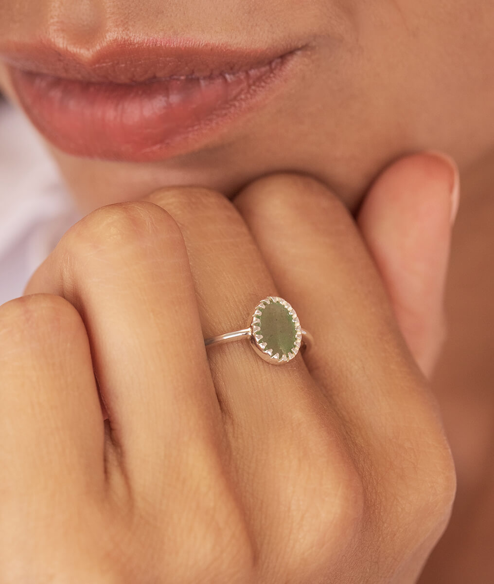 Bague pastille Aventurine ovale Argent 925 - 1