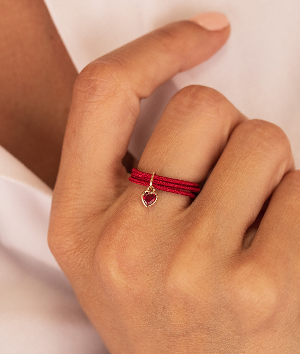 Bague cordon et petit coeur zircon Plaqué or - 1